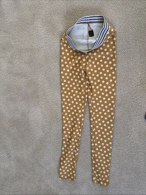Same Los Angeles Mustard Polka Dot Leggings with Striped Waistband